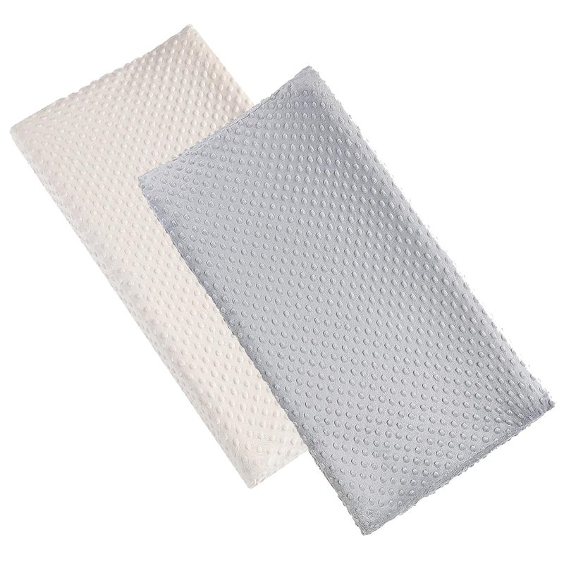 Aullar 2 Pack Solid Changing Table Pad Cover Cradle Sheet, Fits 32"/34''x16 Contoured Diaper Changing Pad, Dots Plush Changing Table Covers(Beige + Grey) - Image 1